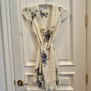 Reformation Size S.  White wrap mini dress with blue flowers